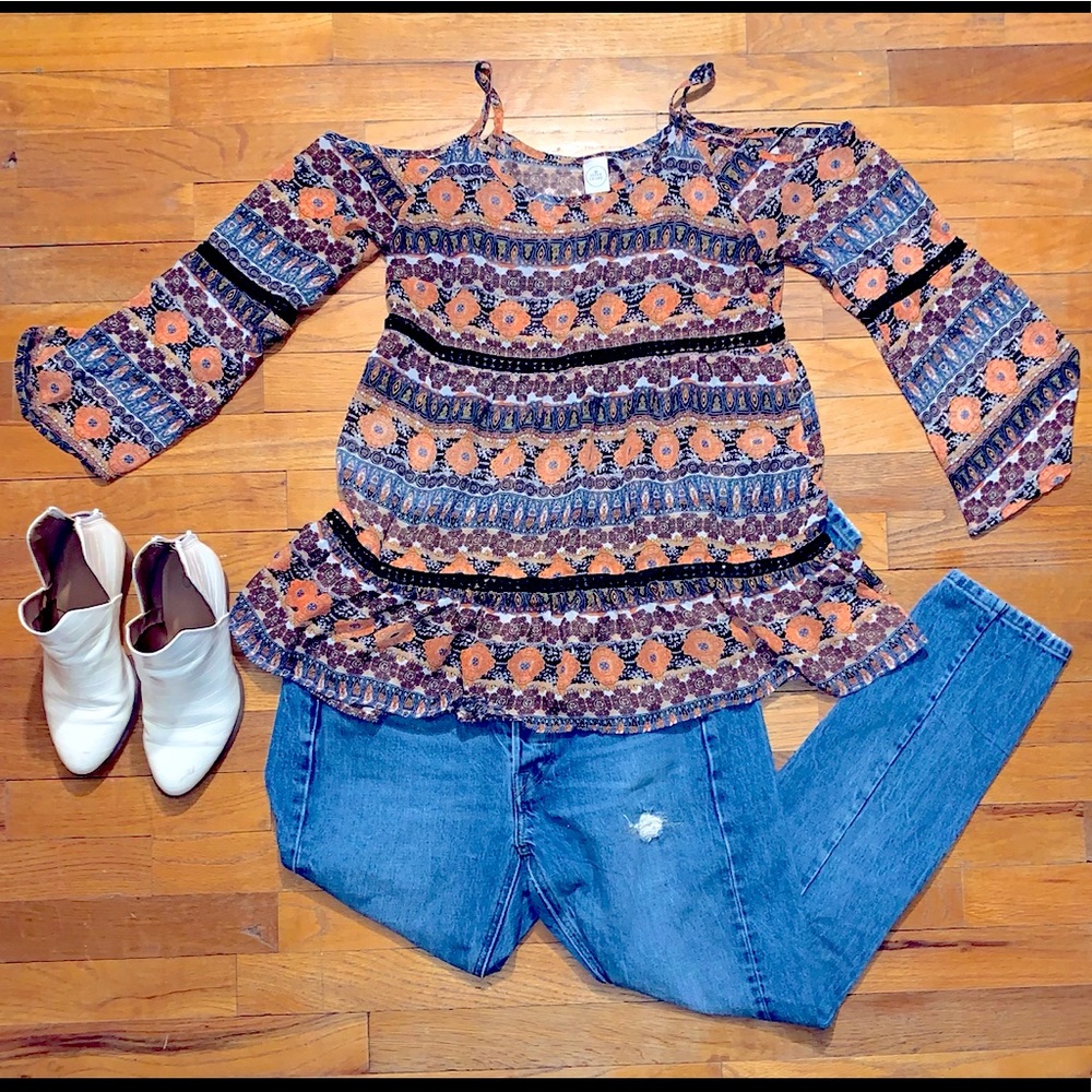 Orange patterned shirt